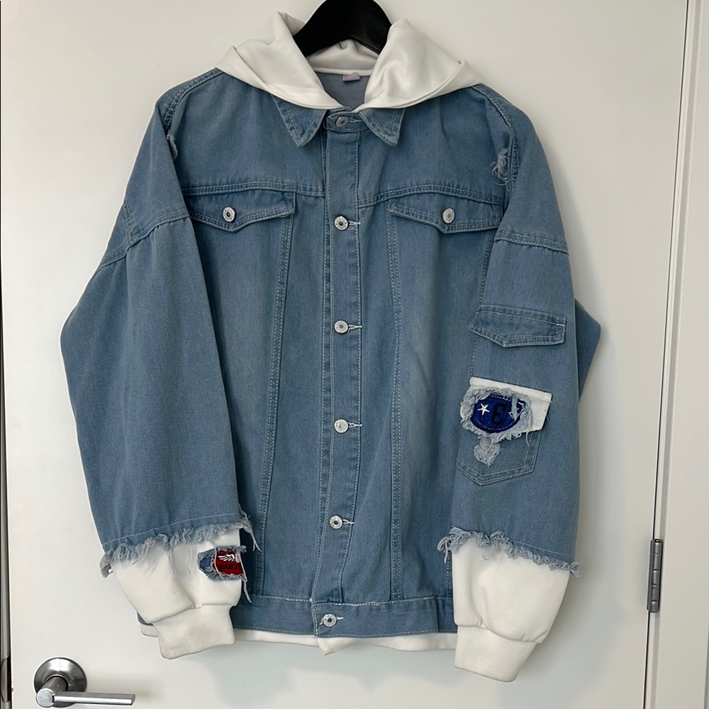One Piece Denim Blue Jacket with Patches